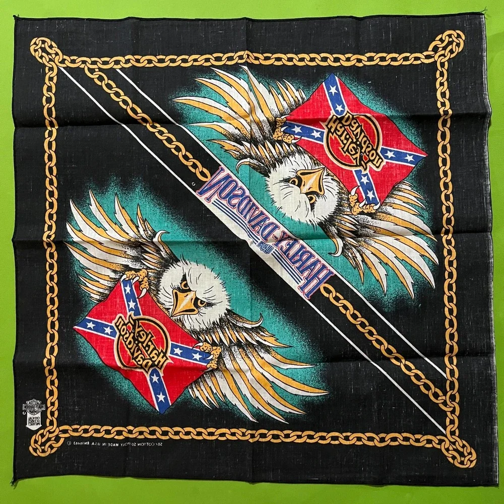 Vintage Harley-Davidson Bandana Eagle Southern Flag Biker Scarf Made in USA